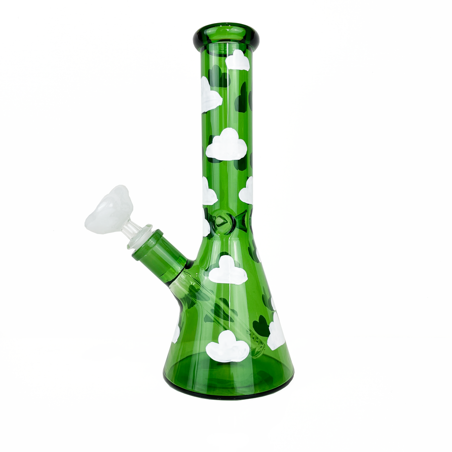 green bong with painted clouds bliss shop chicago