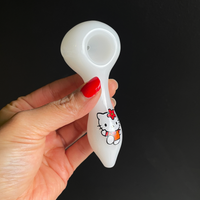 4 inch white spoon pipe with hello kitty decal bliss shop chicago