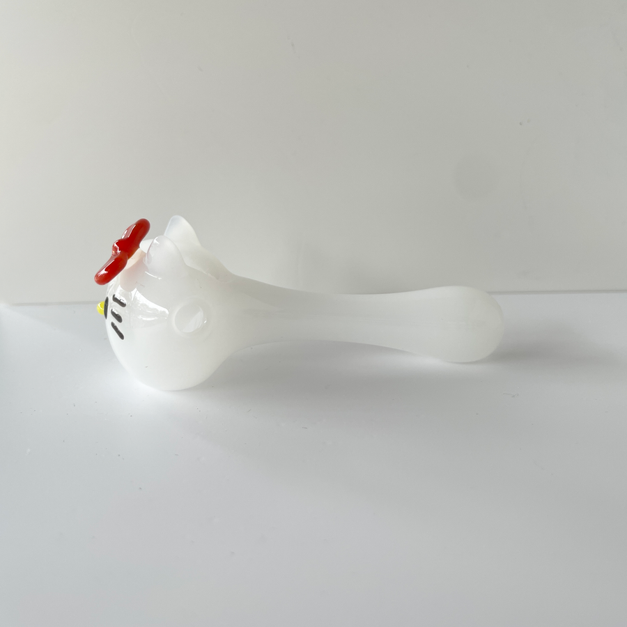 3.5 inch sugarmattys white spoon pipe with sanrio hello kitty design bliss shop chicago