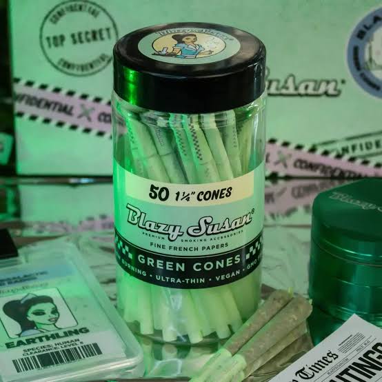 50 pack Blazy susan 1.25 pre rolled cones in green bliss shop chicago