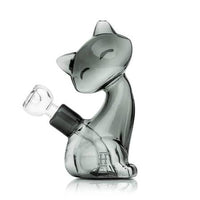 6 inch Hemper alley cat borosilicate glass bong in shape of gray cat sitting bliss shop chicago