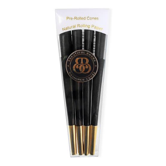 beautiful burns designer cones 8 pack 98 mm cones in black paper with gold tips bliss shop chicago