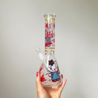 10 inch beaker bong with hello kitty holding a knife and blood splatter design bliss shop chicago