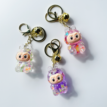 acrylic labubu keychain and bag charm with glitter bliss shop chicago