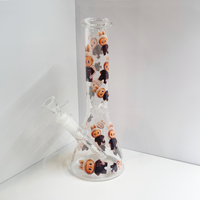 10 inch beaker bong with dark brown labubu decals all over bliss shop