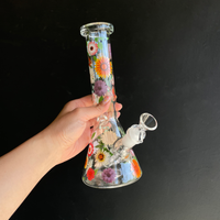 9.5 inch colorful flower and butterfly beaker bong with ice catcher bliss shop chicago