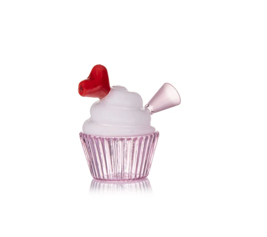 mj arsenal baby cake joint bubbler valentines day pink cupcake with red heart mouthpiece bliss shop chicago