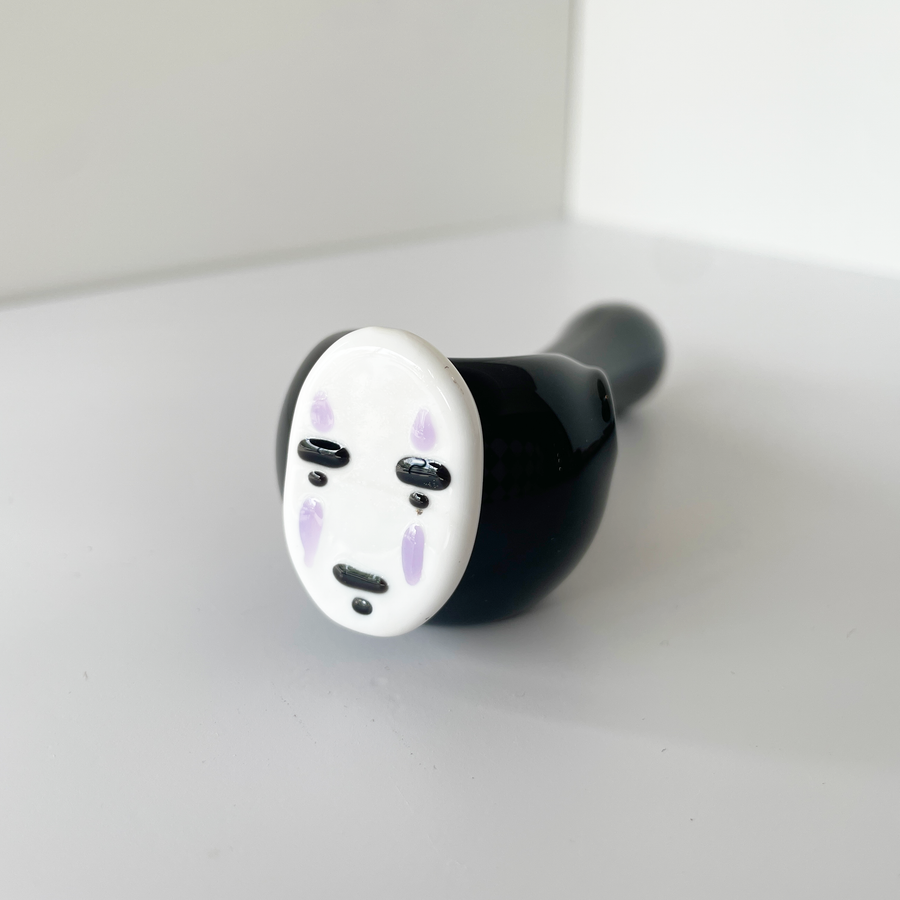 3.5 inch sugarmattys black spoon hand pipe with spirited away no face design bliss shop chicago