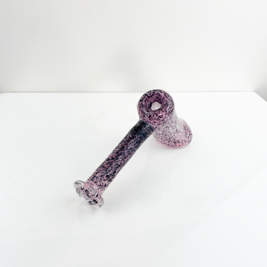 ohio valley glass pink and black frit hammer style bubbler pipe bliss shop chicago