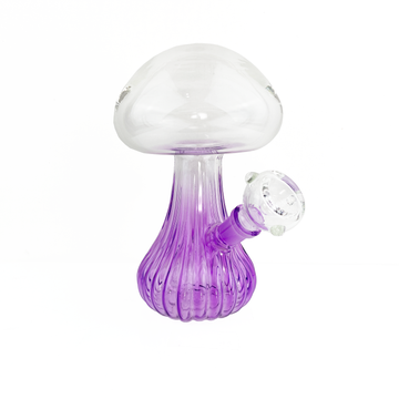 7 inch mushroom shaped bong with clear top and purple base bliss shop chicago