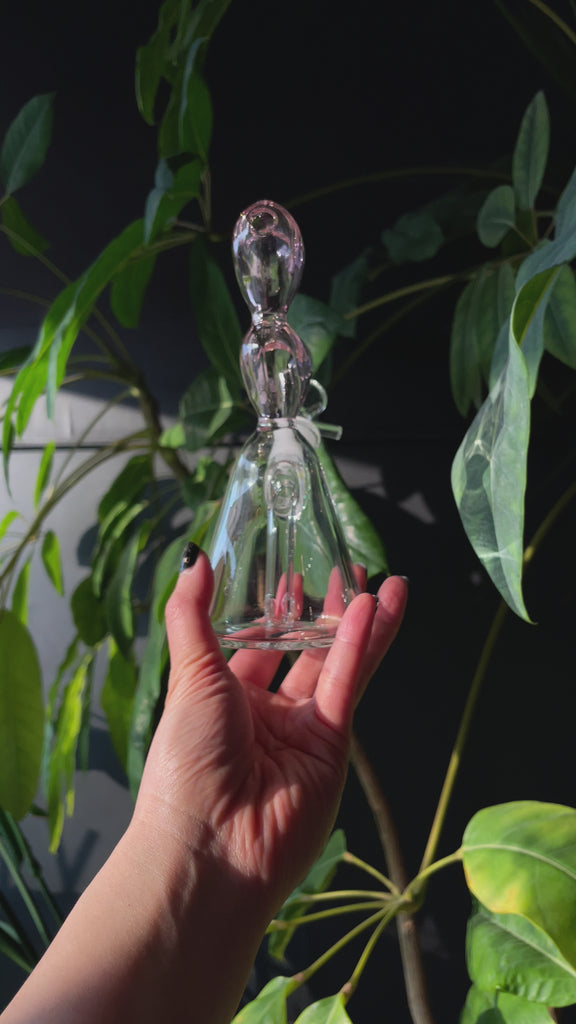 bell shaped bong with 2 pink hearts on top bliss shop chicago