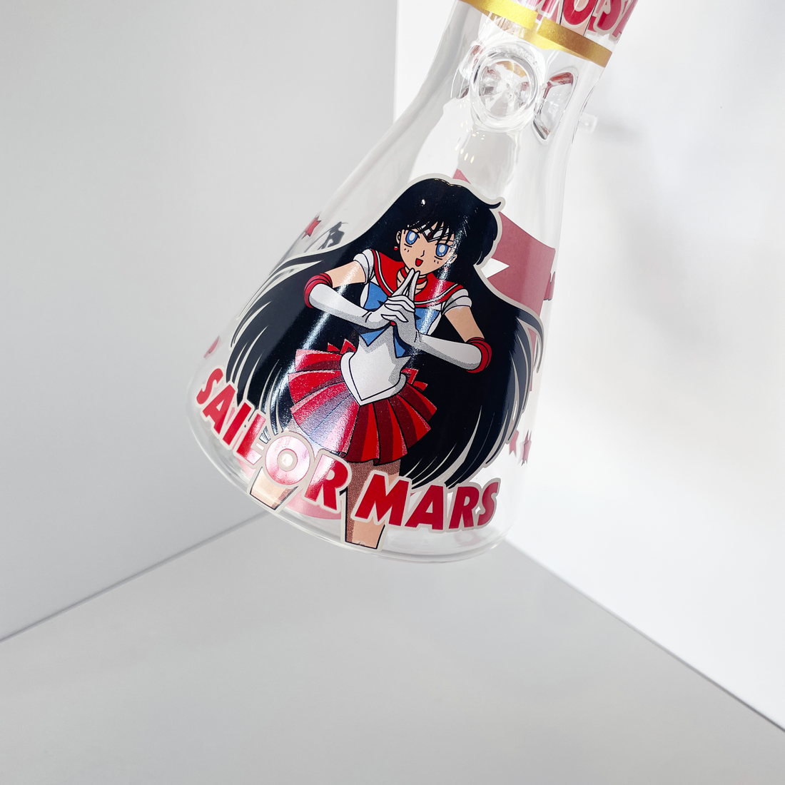 10 inch beaker bong with glow in the dark decals of sailor mars from anime manga sailor moon bliss shop chicago 