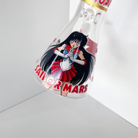 10 inch beaker bong with glow in the dark decals of sailor mars from anime manga sailor moon bliss shop chicago 