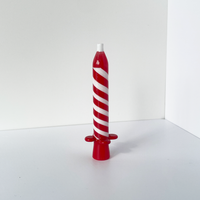 4.25 inch birthday candle design glass chillum with red and white swirl and red flared base bliss shop chicago