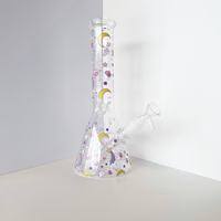 10 inch girly beaker bong with pastel colored decals of moons stars hearts bliss shop chicago
