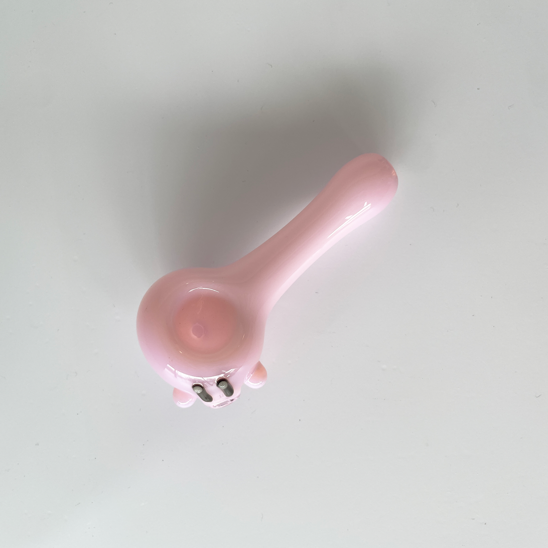 sugarmattys 3 inch pink spoon pipe with kirby face on side of bowl bliss shop chicago