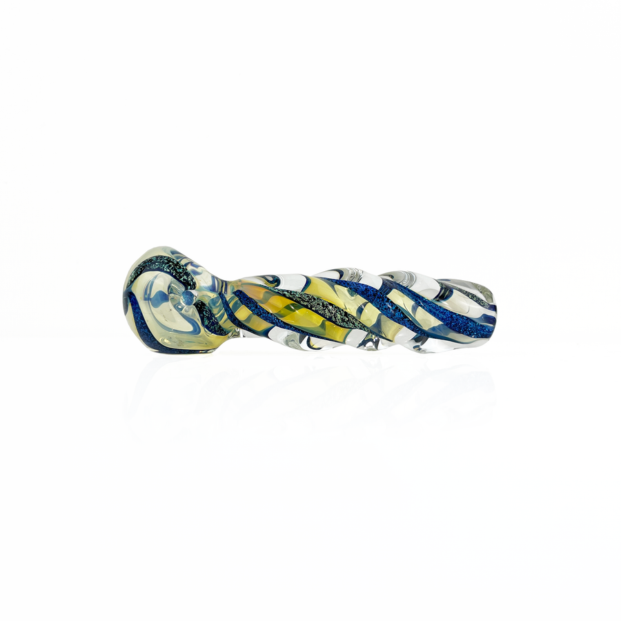 humboldt glass studio 4 inch borosilicate glass silver fumed dichro twist design hand pipe bliss shop chicago 