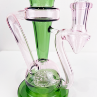 pink and green glass rig bliss shop chicago