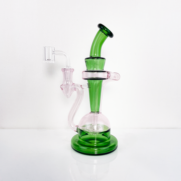pink and green glass rig bliss shop chicago