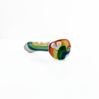 Kristi Conant white with rainbow swirl glass spoon pipe with heart detail bliss shop chicago