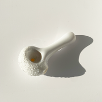 sugarmattys 3.5 inch opaque white spoon pipe with textured "sugar" design bliss shop chicago