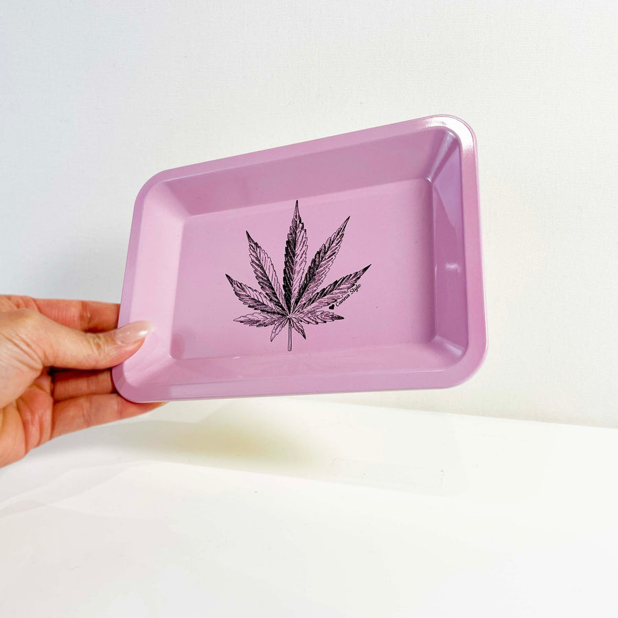 canna style mini pink pot leaf rolling tray bliss shop chicago